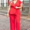 Next Level Class Jumpsuit, Red -Chic Soul Store NextLevelClassJumpsuit Red 4