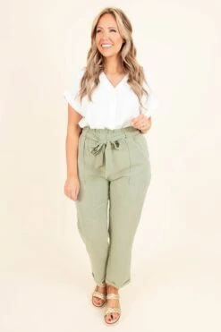 Nice For Once Pants, Sage -Chic Soul Store NiceForOncePants Sage 9873