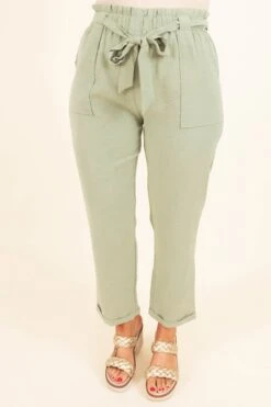 Nice For Once Pants, Sage -Chic Soul Store NiceForOncePants Sage 9875