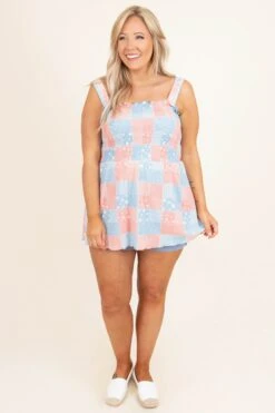 Nice Night Top, Pink/Blue -Chic Soul Store NiceNightTop Pink Blue 8816