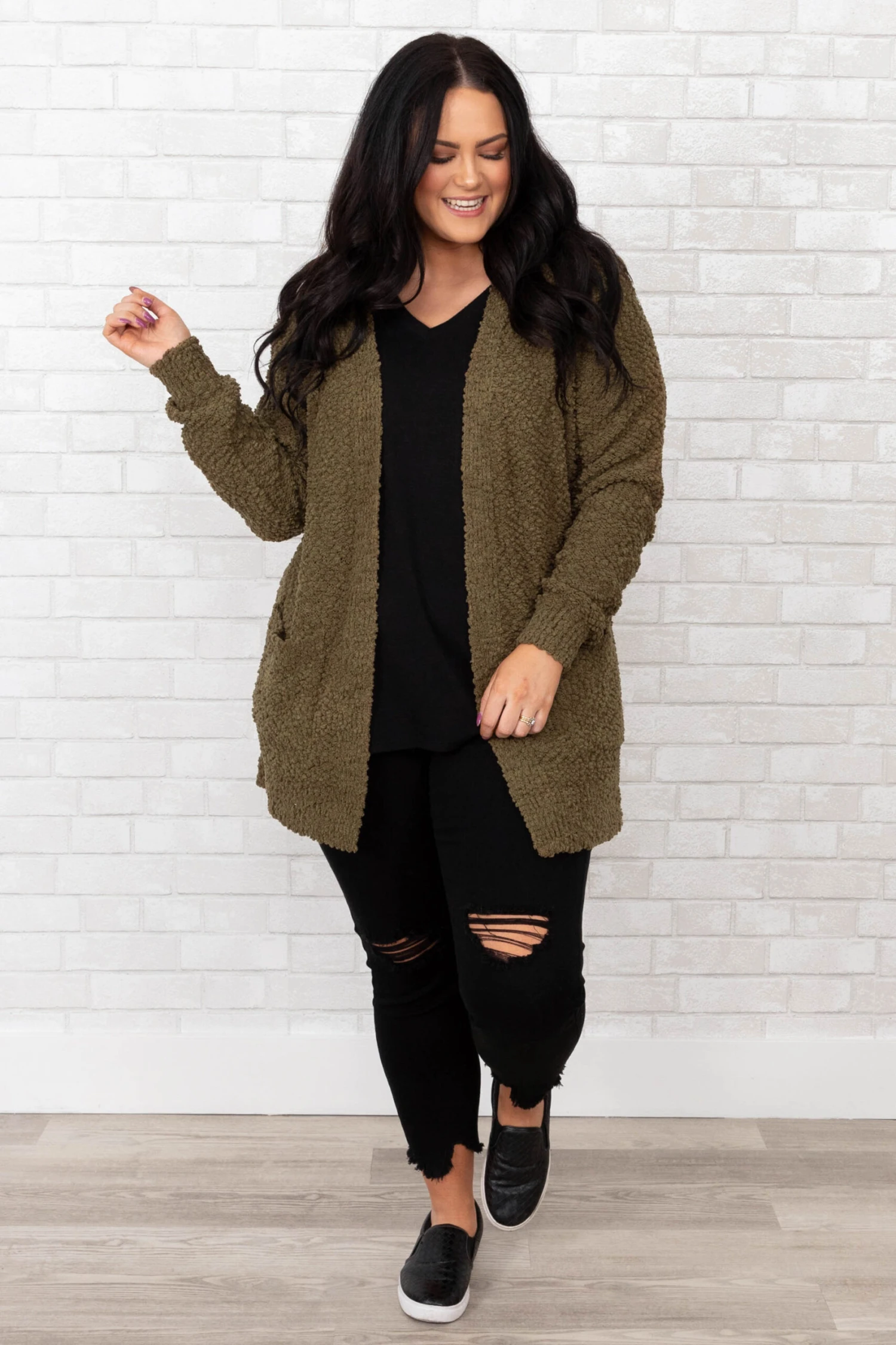 Not Too Late For Love Cardigan, Dusty Olive 5 Not Too Late For Love Cardigan, Dusty Olive - Image 3