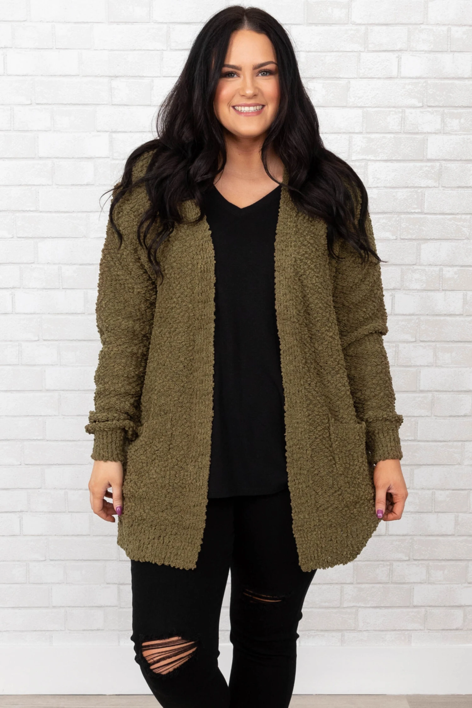 Not Too Late For Love Cardigan, Dusty Olive 3 Not Too Late For Love Cardigan, Dusty Olive