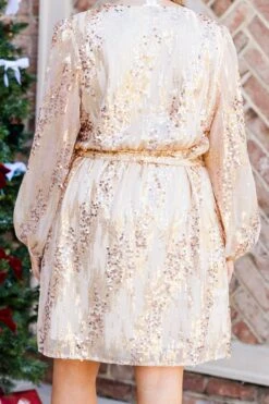 Now I Know Dress, Champagne -Chic Soul Store NowIKnowDress Champagne 1