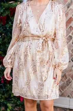 Now I Know Dress, Champagne -Chic Soul Store NowIKnowDress Champagne 3