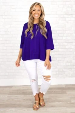 Of Course Top, Bright Blue -Chic Soul Store OfCourseTop BrightBlue