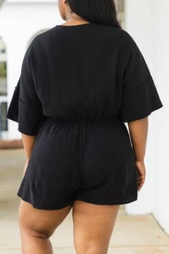 Off The Clock Romper, Black -Chic Soul Store OffTheClockRomper Black 2