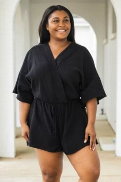 Off The Clock Romper, Black -Chic Soul Store OffTheClockRomper Black