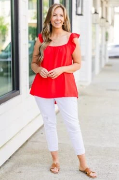 On My Time Tank, Red -Chic Soul Store OnMyTimeTank Red 4