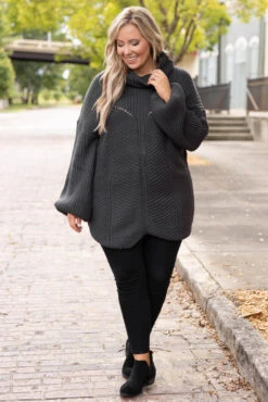 On Top Of It Sweater, Charcoal -Chic Soul Store OnTopOfItSweater Charcoal 1851