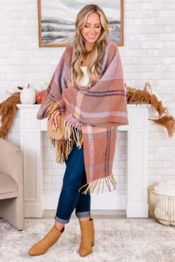 One Less Lonely Girl Poncho, Mauve -Chic Soul Store OneLessLonelyGirlPoncho Mauve 5