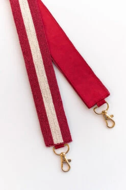 One Team One Dream Beaded Purse Strap, Dark Red White -Chic Soul Store OneTeamOneDreamBeadedPurseStrap DarkRedWhite