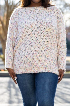 One Who's Down Sweater, White -Chic Soul Store OneWho sDownSweater White 6944