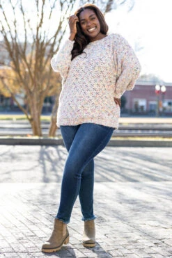 One Who's Down Sweater, White -Chic Soul Store OneWho sDownSweater White 6948