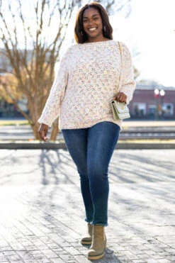 One Who's Down Sweater, White -Chic Soul Store OneWho sDownSweater White 6958