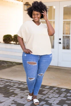 Only Girl Top, Taupe -Chic Soul Store OnlyGirlTop Taupe 3352