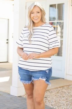 Out At Sea Top, Ivory-Black