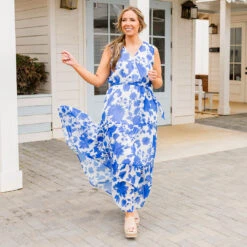 Out Of The Bloom Dress, Blue