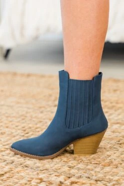 Over The Water Booties, Navy -Chic Soul Store OverTheWaterBooties Navy 3