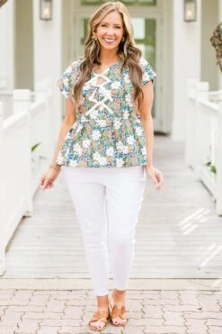 Over The Water Top, Green 10 Over The Water Top, Green -Chic Soul Store OverTheWaterTop Green 5