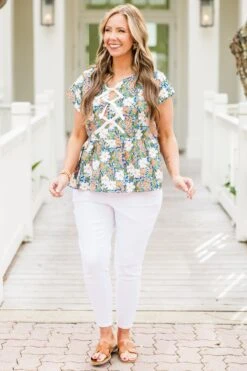 Over The Water Top, Green 11 Over The Water Top, Green -Chic Soul Store OverTheWaterTop Green 6