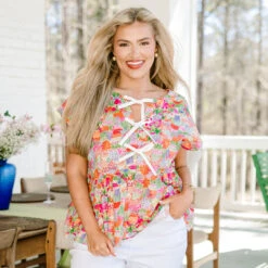 Over The Water Top, Pink Multi -Chic Soul Store OverTheWaterTop PinkMulti