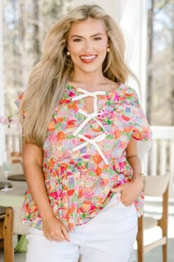 Over The Water Top, Pink Multi