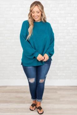 Oversized Fun Sweater, Teal 9 Oversized Fun Sweater, Teal -Chic Soul Store OversizedFunSweater Teal 8994