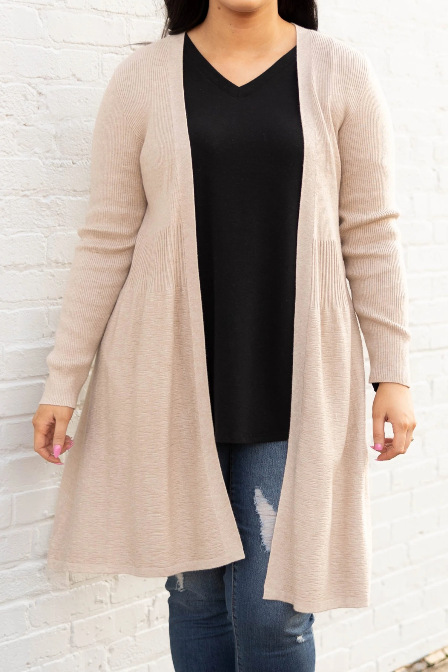 Overthinking It Cardigan, Oatmeal Brown 6 Overthinking It Cardigan, Oatmeal Brown - Image 4