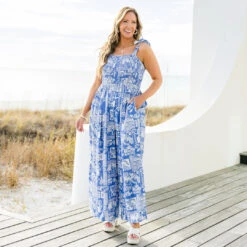 Packing My Bags Jumpsuit, Blue -Chic Soul Store Packing My Bags Jumpsuit Blue