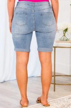 Palm Oasis Shorts, Light Wash -Chic Soul Store PalmOasisShorts LightWash 2