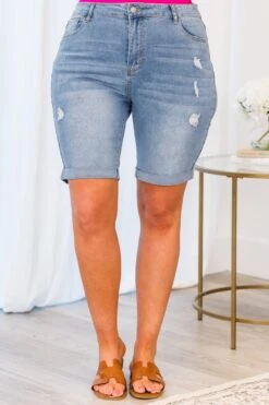 Palm Oasis Shorts, Light Wash -Chic Soul Store PalmOasisShorts LightWash 4