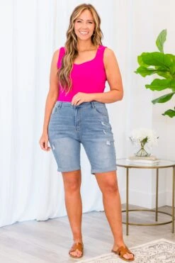 Palm Oasis Shorts, Light Wash -Chic Soul Store PalmOasisShorts LightWash 7