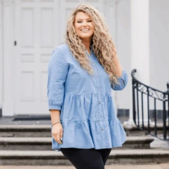 Paper Rings Tunic, Light Wash