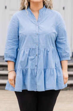 Paper Rings Tunic, Light Wash -Chic Soul Store PaperRingsTunic LightWash 2