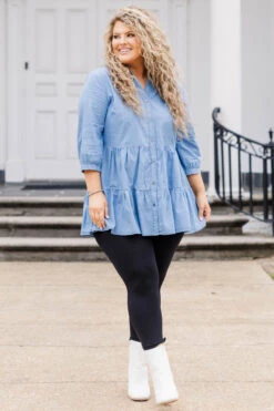 Paper Rings Tunic, Light Wash -Chic Soul Store PaperRingsTunic LightWash 4