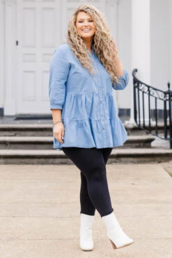 Paper Rings Tunic, Light Wash -Chic Soul Store PaperRingsTunic LightWash 5