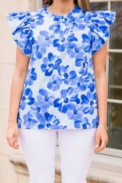 Passion For Poppies Top, Blue -Chic Soul Store PassionForPoppiesTop Blue 2