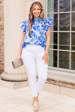 Passion For Poppies Top, Blue -Chic Soul Store PassionForPoppiesTop Blue 6