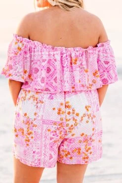 Peace In Paisley Romper, Pink Multi -Chic Soul Store PeaceInPaisleyRomper PinkMulti