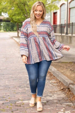 Perfect Attitude Top, Mauve Floral -Chic Soul Store PerfectAttitudeTop MauveFloral