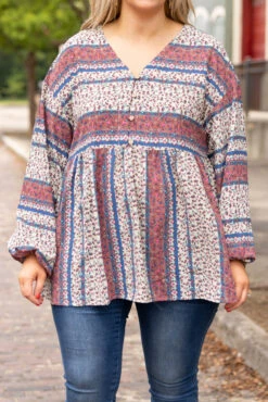 Perfect Attitude Top, Mauve Floral -Chic Soul Store PerfectAttitudeTop MauveFloral 9960