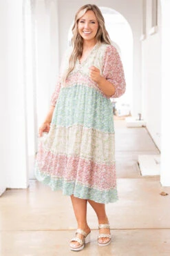Perfect Gardens Dress, Pink Multi 10 Perfect Gardens Dress, Pink Multi -Chic Soul Store PerfectGardensDress PinkMulti 0140
