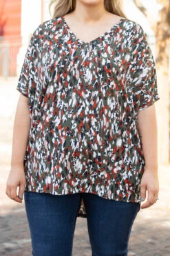 Petal Confetti Top, Olive -Chic Soul Store PetalConfettiTop Olive 9477