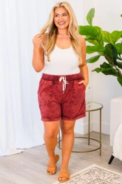 Picnic Pace Shorts, Cabernet -Chic Soul Store PicnicPaceShorts Cabernet 6