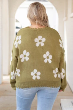 Please Bring Flowers Sweater, Olive 12 Please Bring Flowers Sweater, Olive -Chic Soul Store PleaseBringFlowersSweater Olive 9607