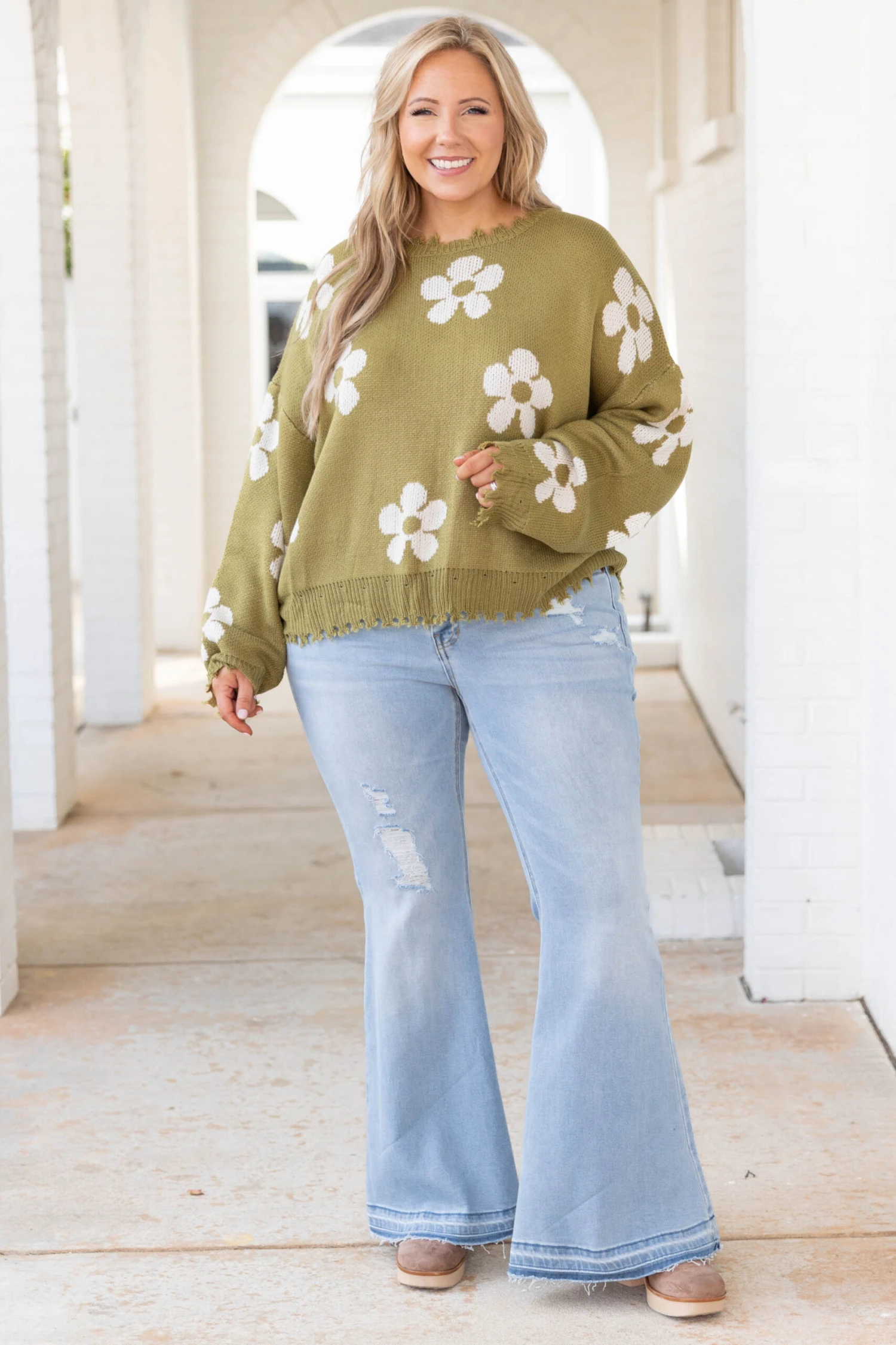 Please Bring Flowers Sweater, Olive 4 Please Bring Flowers Sweater, Olive - Image 2