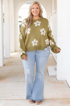 Please Bring Flowers Sweater, Olive 10 Please Bring Flowers Sweater, Olive -Chic Soul Store PleaseBringFlowersSweater Olive 9612