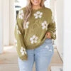 Please Bring Flowers Sweater, Olive 2 Please Bring Flowers Sweater, Olive -Chic Soul Store PleaseBringFlowersSweater Olive 9613