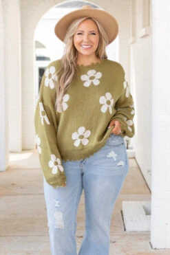 Please Bring Flowers Sweater, Olive