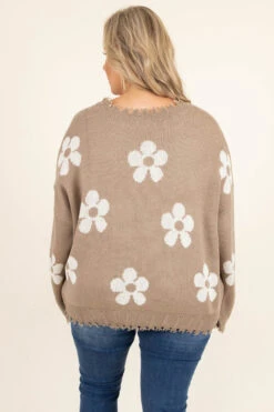 Please Bring Flowers Sweater, Taupe -Chic Soul Store PleaseBringFlowersSweater Taupe 0022